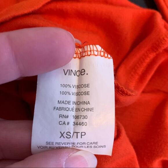 Vince red orange scoop neck tunic top size Extra Small XS - Picture 10 of 11
